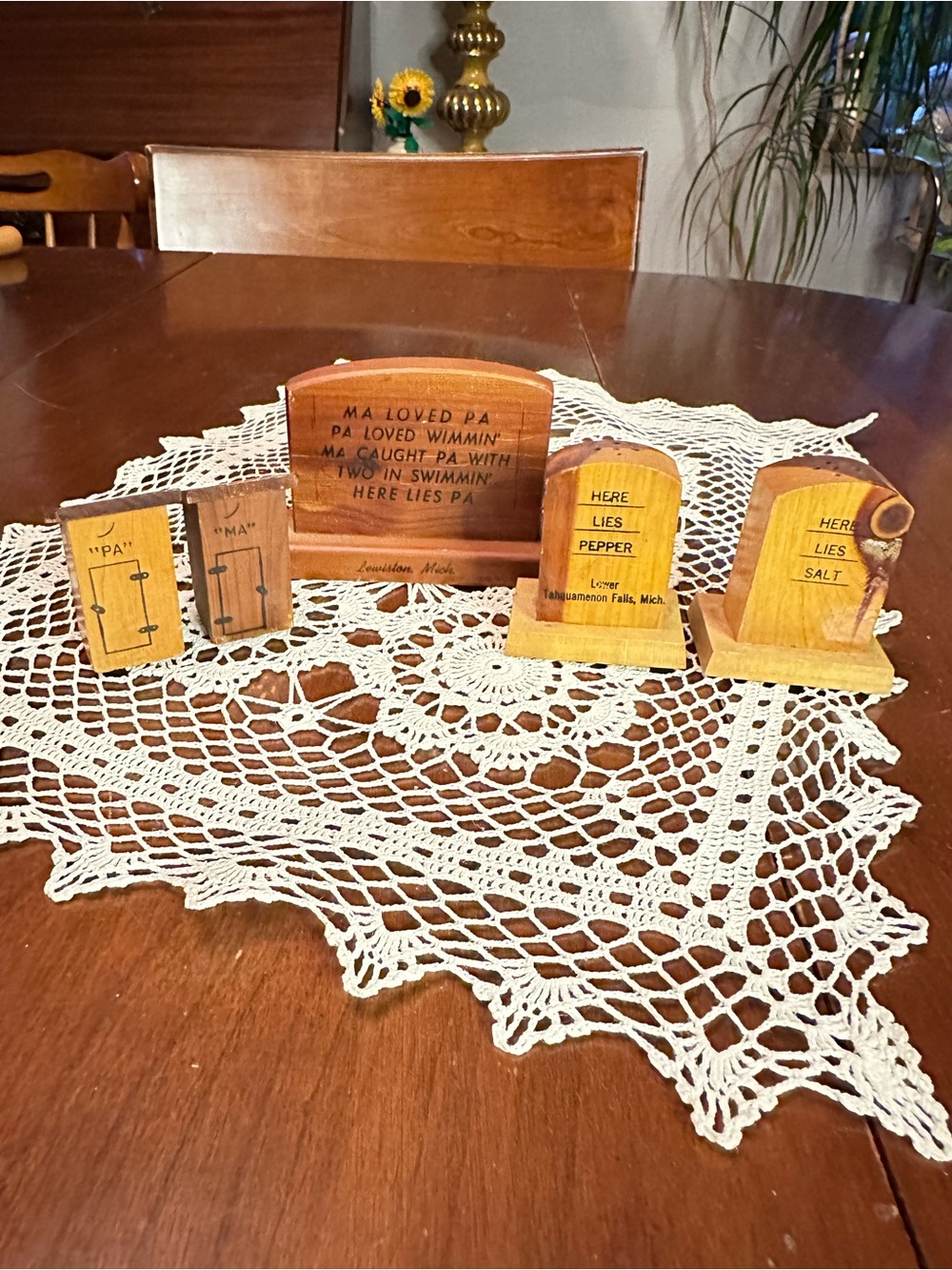 Vintage Wood Souvenir Lot Outhouse Tombstone S&P Michigan Alabama